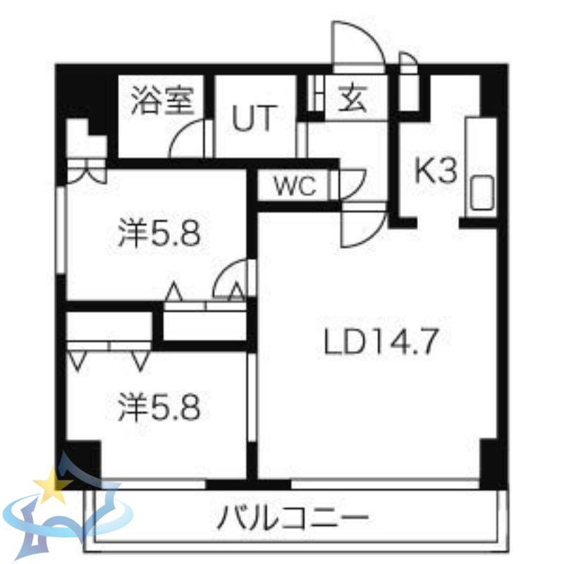 ハイムエルデZW(2LDK/5階)の間取り写真