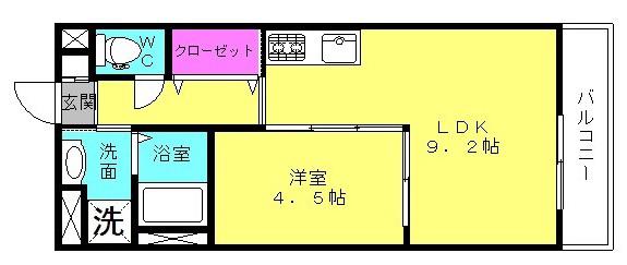 ヴィ ボヌールIII(1LDK/2階)の間取り写真