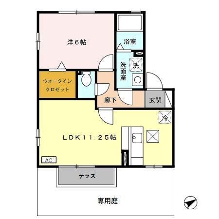 ペアレ I/II(1LDK/1階)の間取り写真
