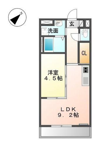 ヴィ ボヌールIII(1LDK/2階)の間取り写真
