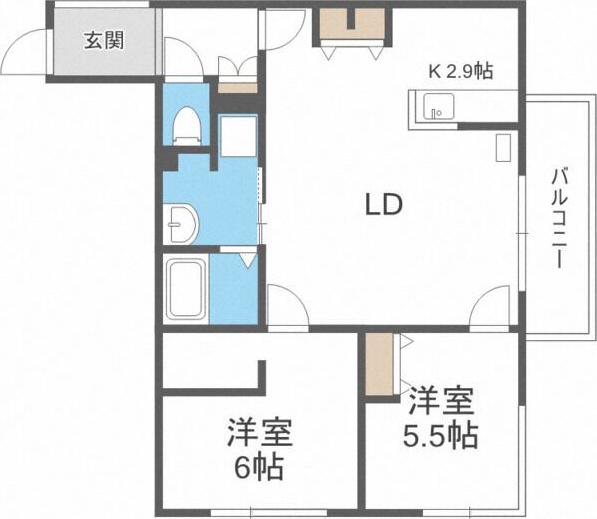 チリエージョノルド(2LDK/3階)の間取り写真
