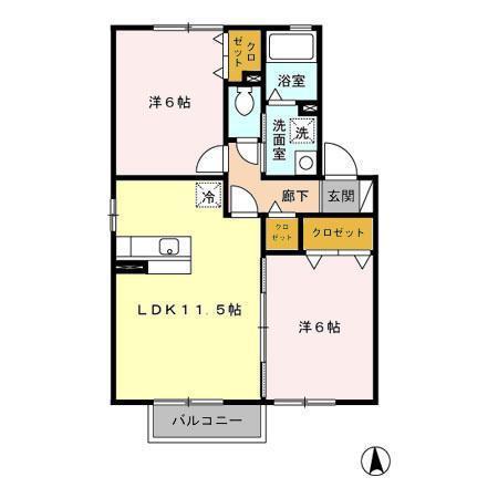 ブランソレイユ(2LDK/2階)の間取り写真