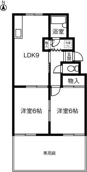 ヴィラ清水(2LDK/1階)の間取り写真