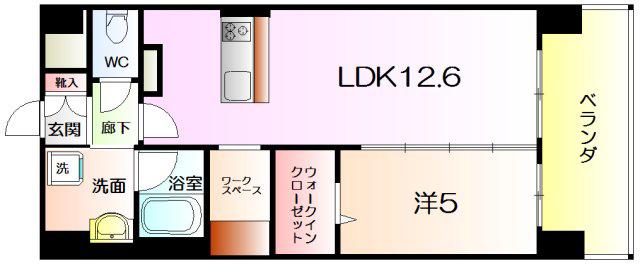 フェリスシエロ堺(1LDK/1階)の間取り写真