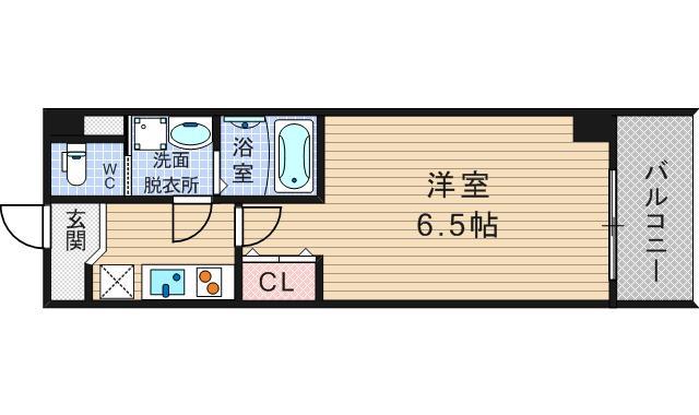 DOLCE VITA 難波南(1K/6階)の間取り写真