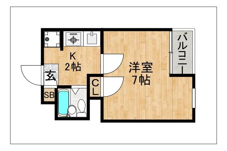 RX雑餉隈(1K/1階)の間取り写真