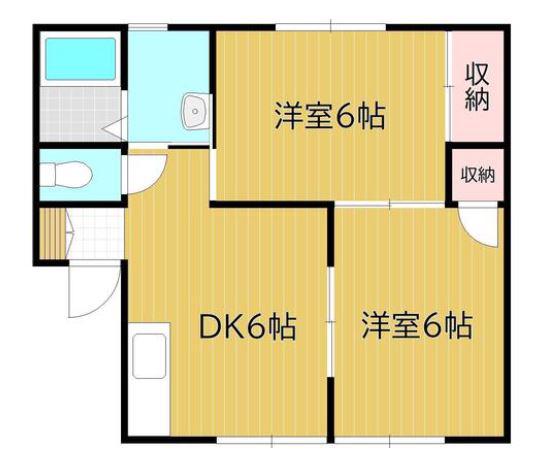 グリーンハイツ福島F棟 202(2DK/2階)の間取り写真