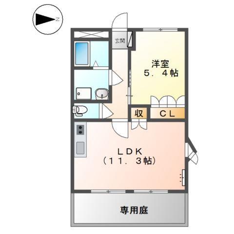 エクシード(1LDK/1階)の間取り写真