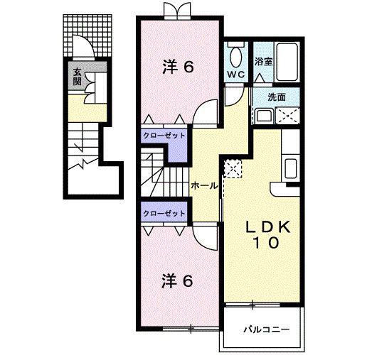 ノース・グローブII(2LDK/2階)の間取り写真