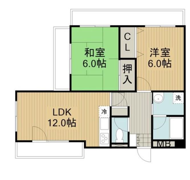 ルルド今米(2LDK/5階)の間取り写真