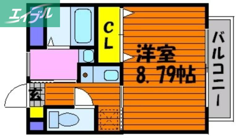 JR宇野線 大元駅 徒歩20分 2階建 築18年(1DK/2階)の間取り写真