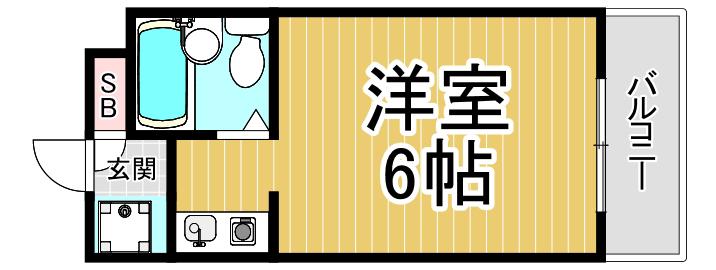ジョイフル東園田(ワンルーム/3階)の間取り写真