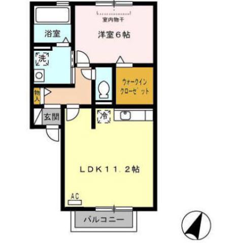 タスカータソルテB棟(1LDK/2階)の間取り写真