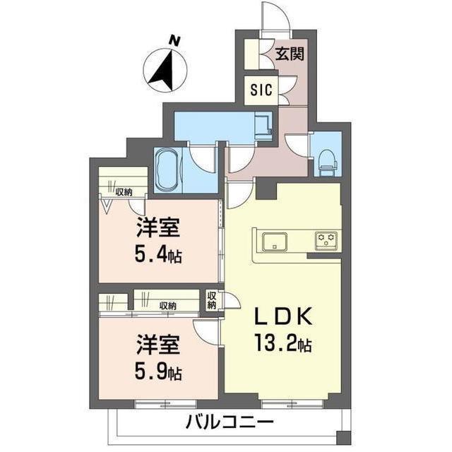 ウイスタリア(2LDK/2階)の間取り写真