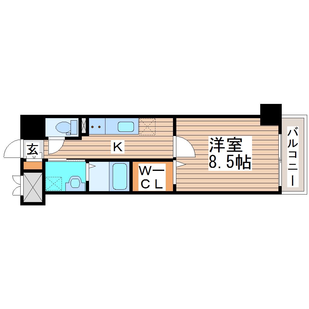 レガーロ仙台駅東(1K/8階)の間取り写真