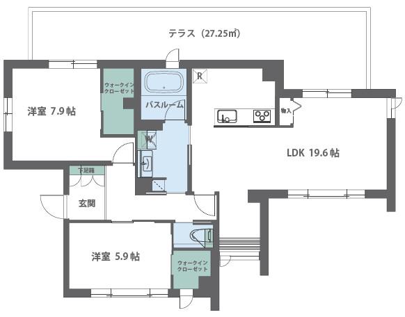 ザ アビュータス ヒルズ柿の木坂(2LDK/3階)の間取り写真