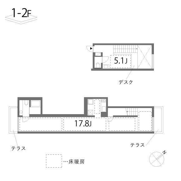 33 1/3 RPM(1LDK/1階)の間取り写真