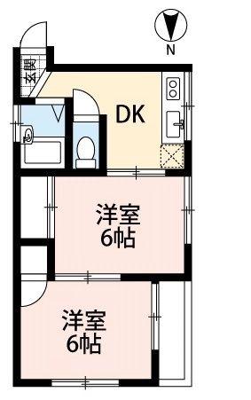 共栄ハイツ下山口(2DK/1階)の間取り写真