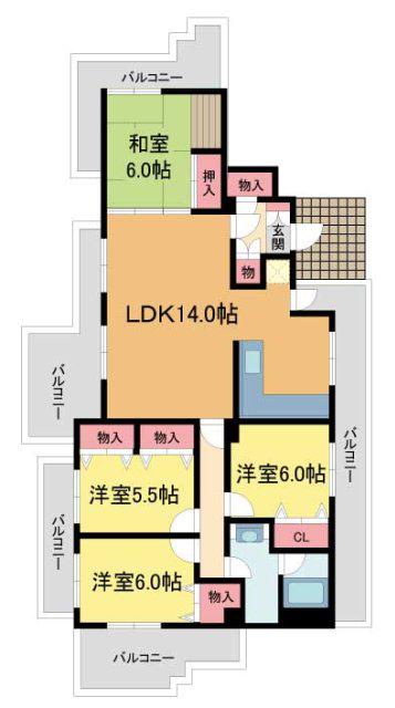 ロイヤルメゾン甲陽園II(4LDK/3階)の間取り写真