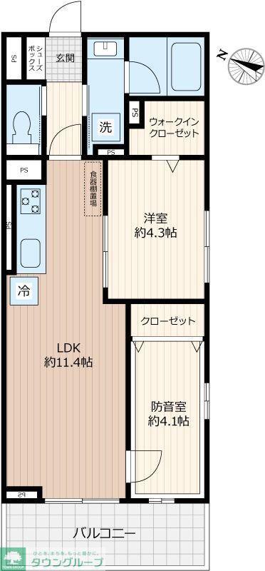 LIBERTE井草(2LDK/4階)の間取り写真
