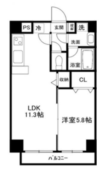 ピュアガーデン新保(1LDK/3階)の間取り写真