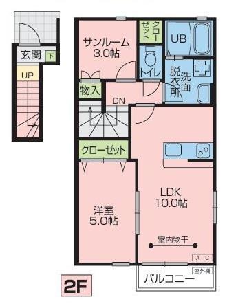 GRAND PARACE十二丁目I(1SLDK/2階)の間取り写真