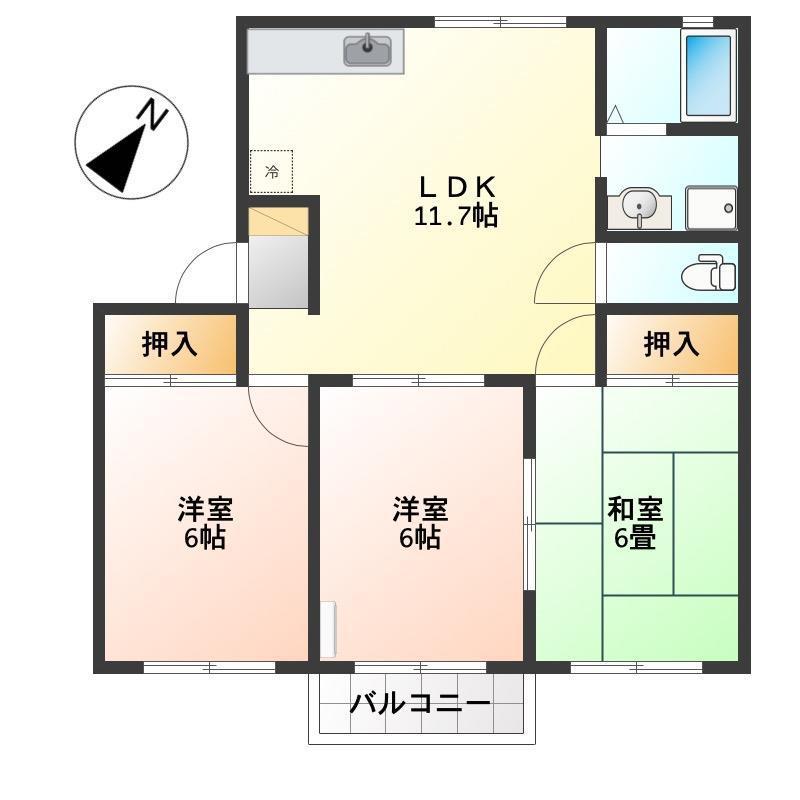 ラフォーレシャンブルA(3LDK/2階)の間取り写真