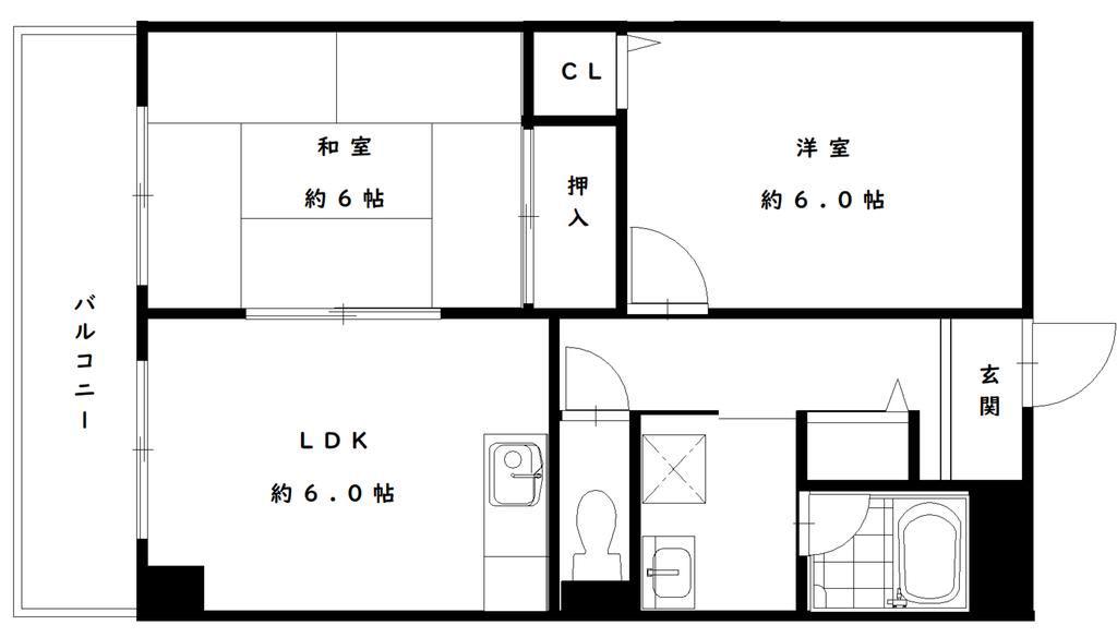 ヴェルテスIKEMOTO(2DK/4階)の間取り写真