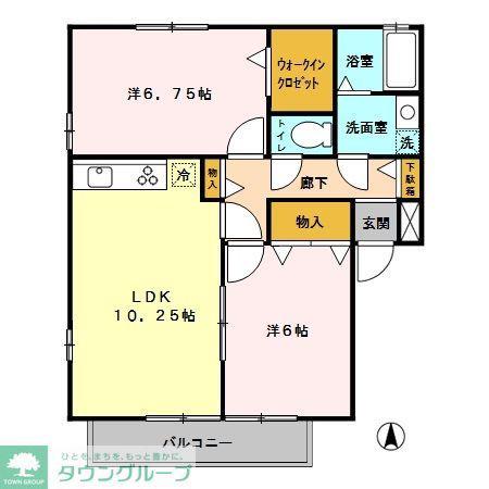 グランメールA(2LDK/1階)の間取り写真