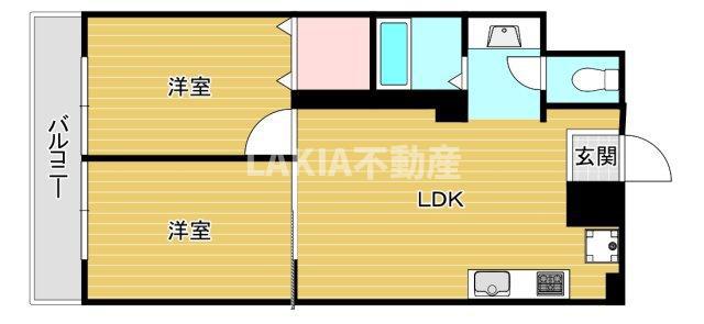 天王寺東ハイツ(2LDK/2階)の間取り写真