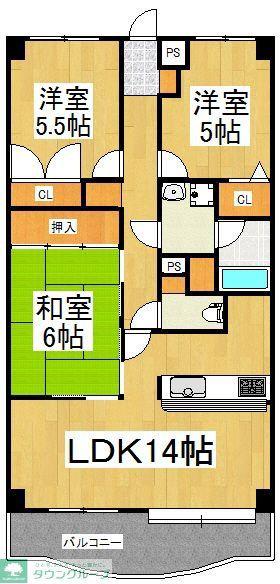 キャッスル北の台(3LDK/2階)の間取り写真