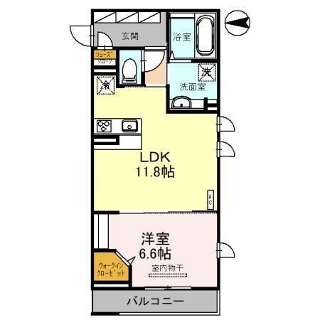 ルミナス古鍛治町(1LDK/2階)の間取り写真