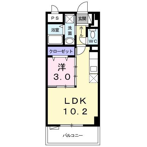 ビッグイースト ワン(1LDK/3階)の間取り写真