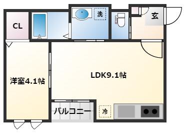 グランキオ旭ヶ丘(1LDK/2階)の間取り写真