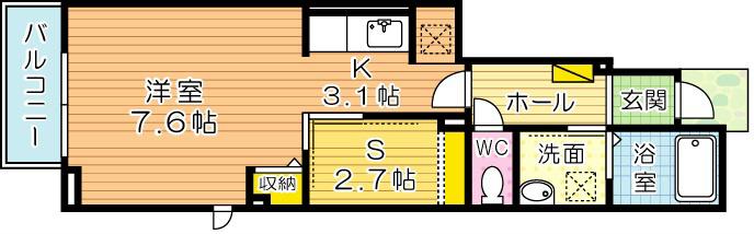 アライブ・マツバラ II(1SK/1階)の間取り写真