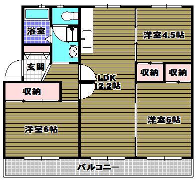 ヴィラナリー狭山9号棟(3LDK/1階)の間取り写真