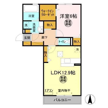 ラフィネフィオーレ(1LDK/1階)の間取り写真