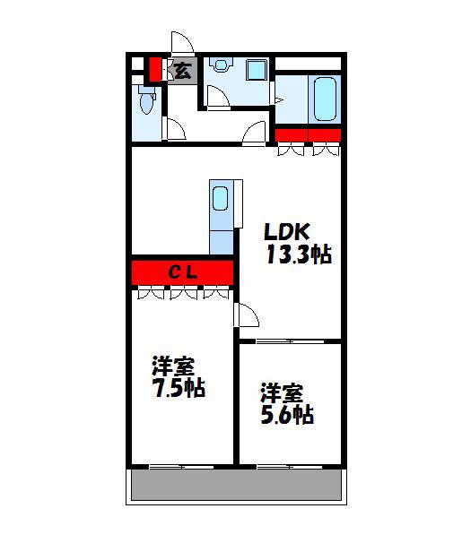 エクセレンス和田II(2LDK/2階)の間取り写真
