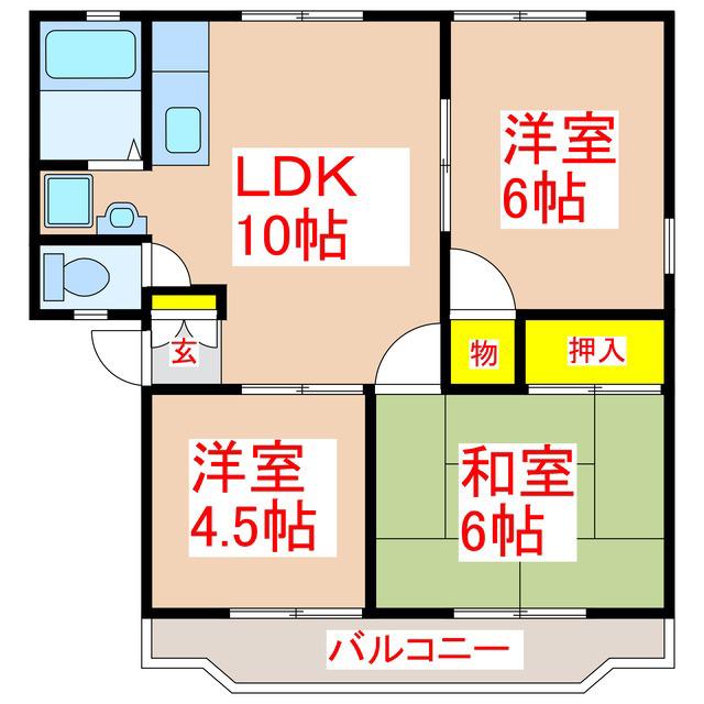 パナハイツ常盤(3LDK/2階)の間取り写真