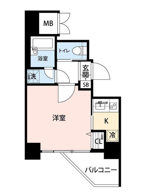 ロアール北新宿(1K/6階)の間取り写真