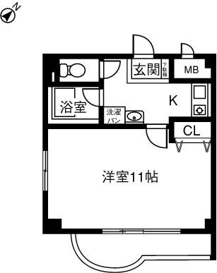 プリミエール八田II(1K/3階)の間取り写真