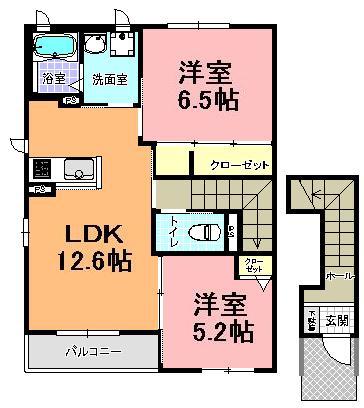 シャーメゾンK(2LDK/2階)の間取り写真