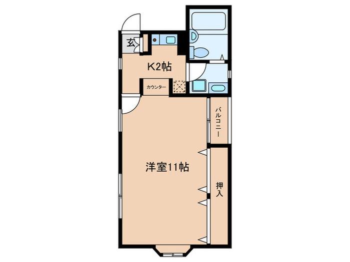 ピソアスール(1K/1階)の間取り写真