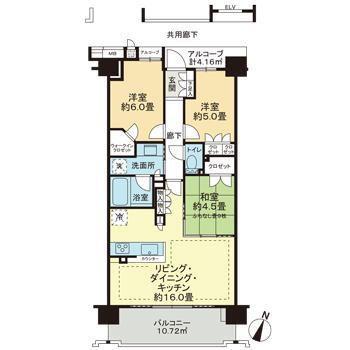 ドレッセ西馬込(3LDK/5階)の間取り写真