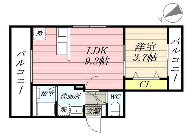 ベスト ステージ中神町1(1LDK/2階)の間取り写真