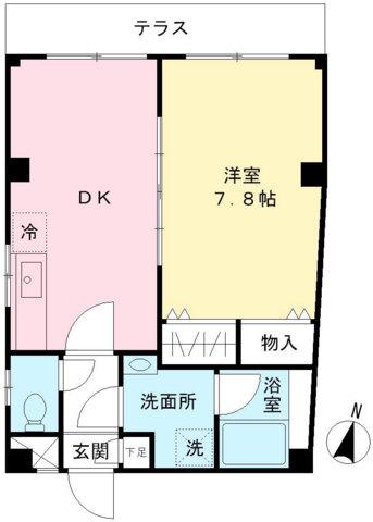 フォンテーヌ本町(1DK/1階)の間取り写真
