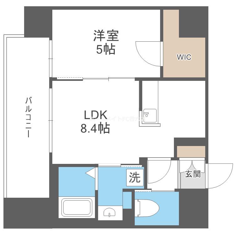 ブランシエスタ都島通(1LDK/5階)の間取り写真