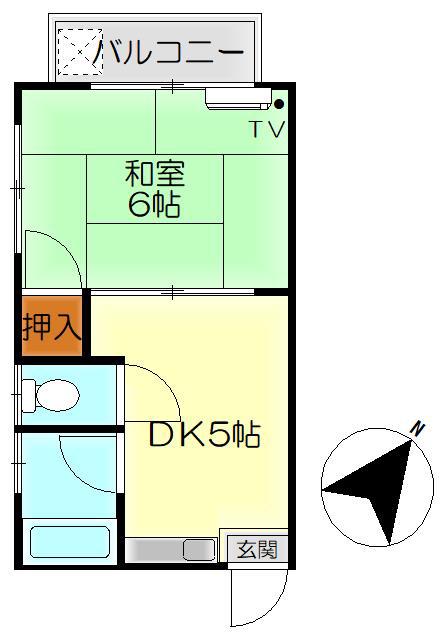 Nビル(1DK/2階)の間取り写真