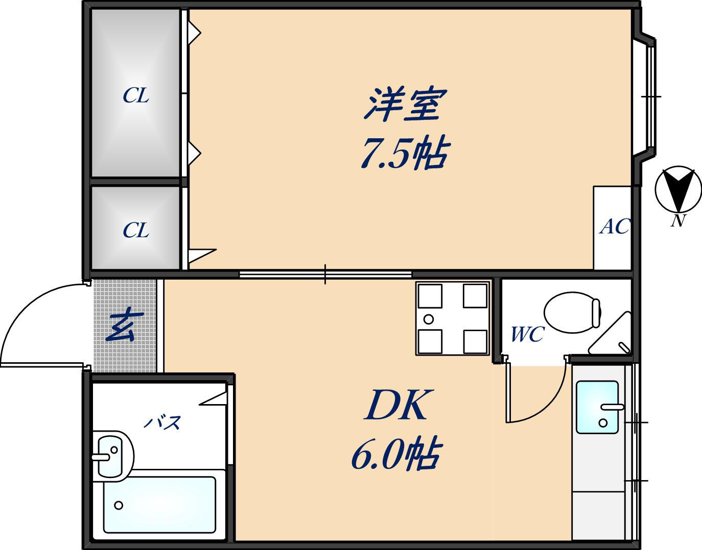 ニシムラハイツ(1DK/3階)の間取り写真