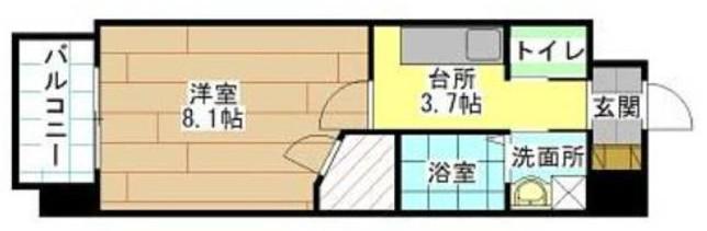 ギャラン御供所町(1K/3階)の間取り写真